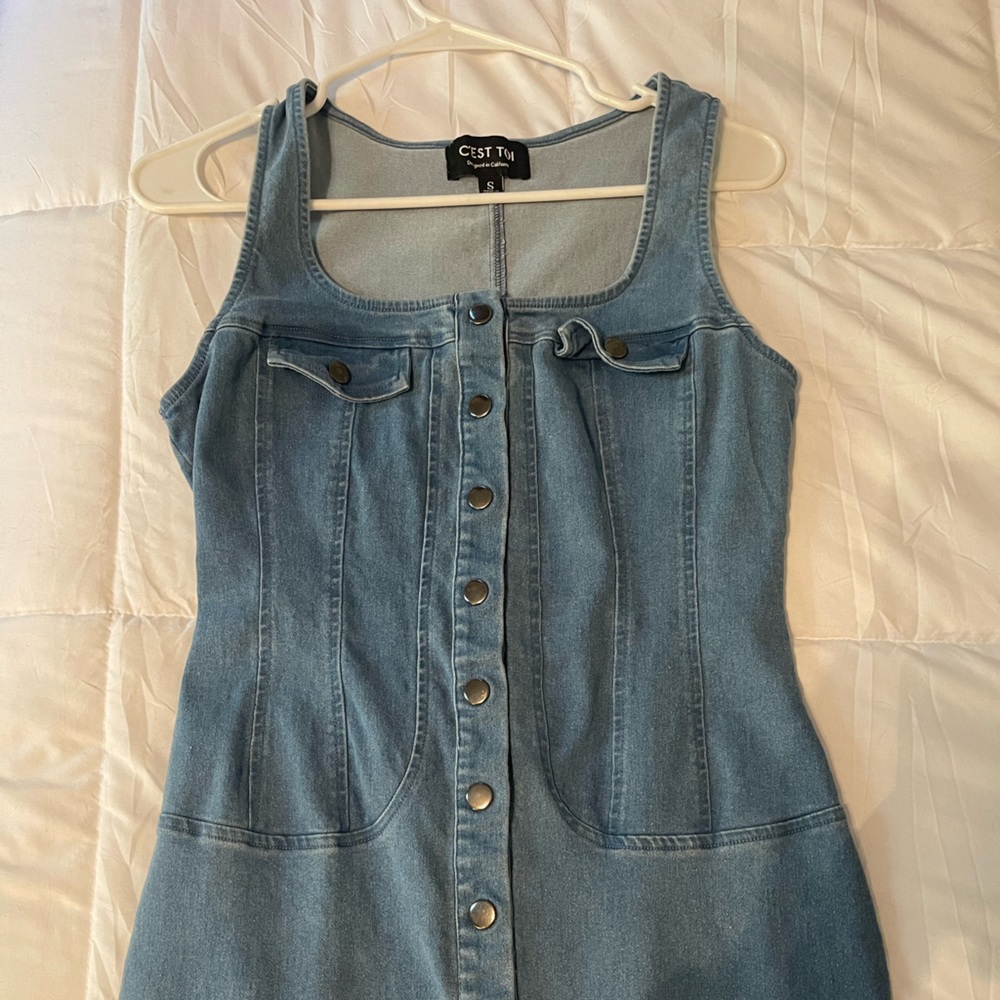 right above the knee Jean dress